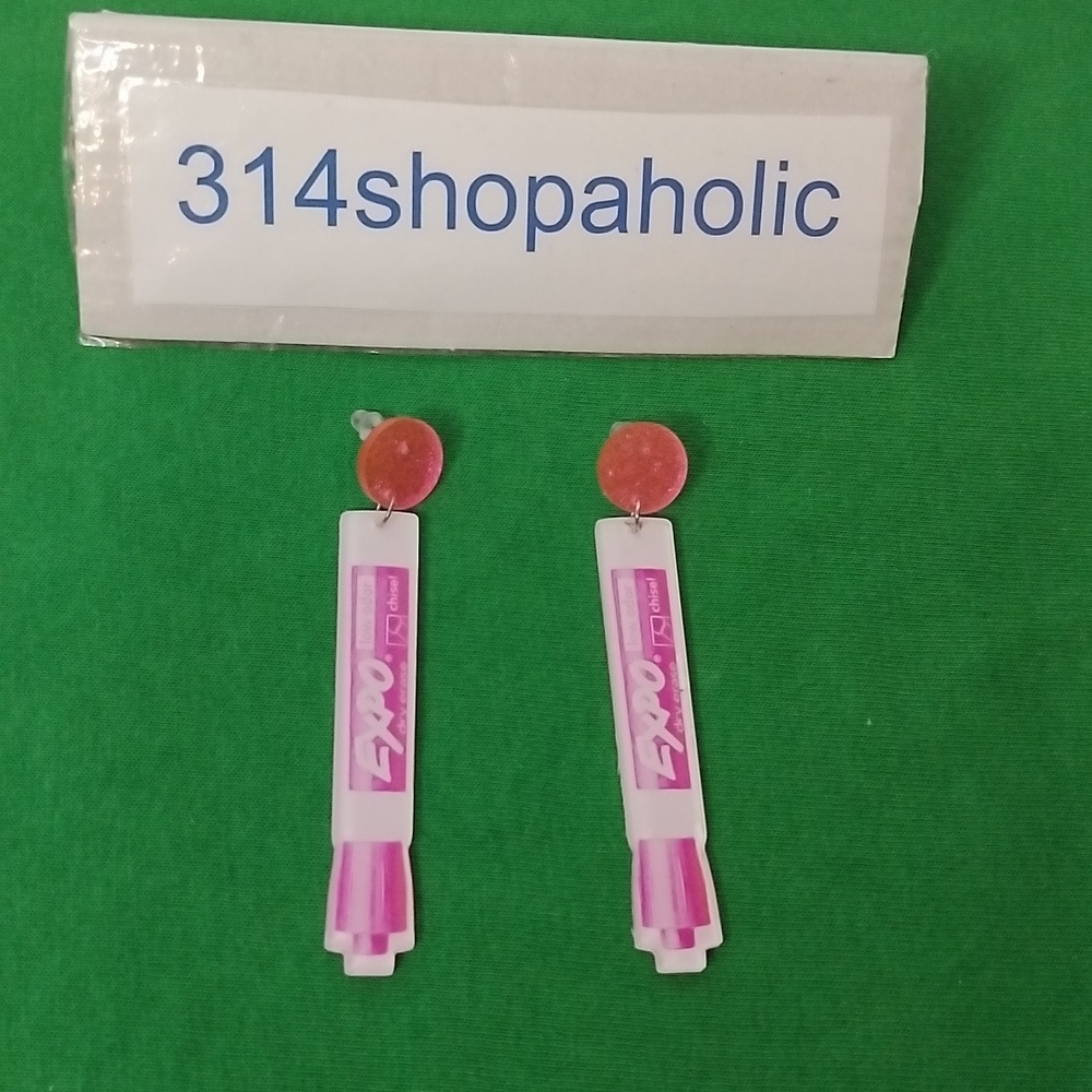 White / Pink Pierced Earrings